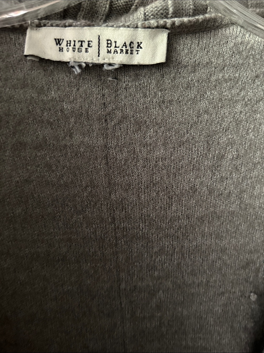 White House Black Market Gray Ruffle Trim Shawl Collar Sweater Jacket - Picture 5 of 7